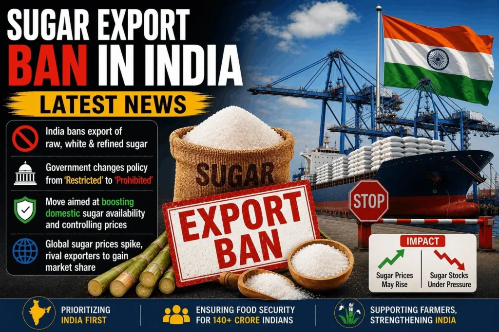 Sarkar Ka Bada Faisla: Sugar (Cheeni) Export Par Poori Tarah Ban (Complete Details)