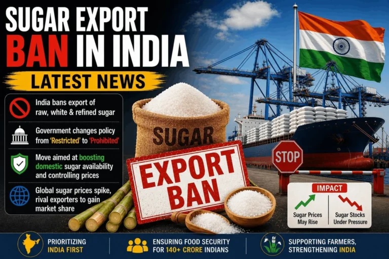 Sarkar Ka Bada Faisla: Sugar (Cheeni) Export Par Poori Tarah Ban (Complete Details)