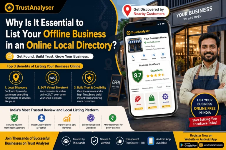 Discover why your offline business needs an online local directory. Learn about Trust Analyser, India's most trusted review and listing platform for local growth.